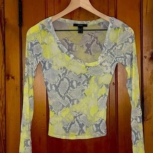 Forever 21 Size Small Snakeprint Asymmetrical Sheer Top